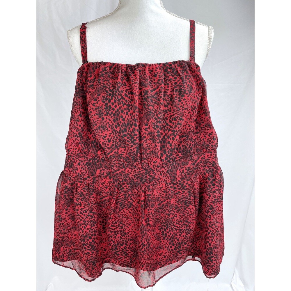 Lane Bryant Women 24 Pink Red Black Spaghetti Removable Strap Sleeveless Top